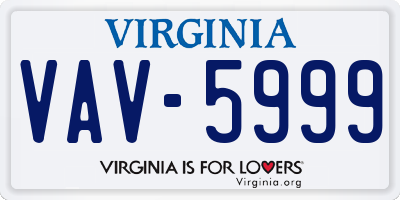 VA license plate VAV5999