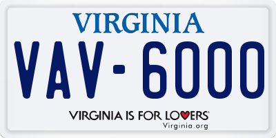VA license plate VAV6000