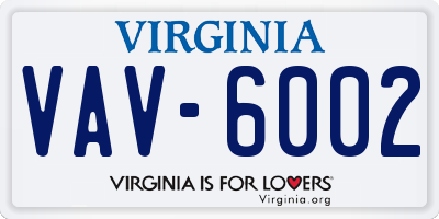 VA license plate VAV6002