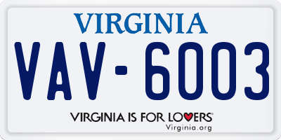 VA license plate VAV6003