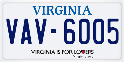 VA license plate VAV6005