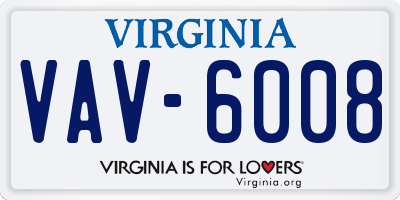 VA license plate VAV6008