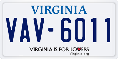 VA license plate VAV6011