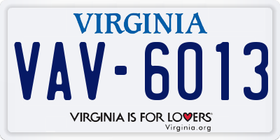 VA license plate VAV6013
