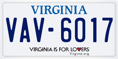 VA license plate VAV6017