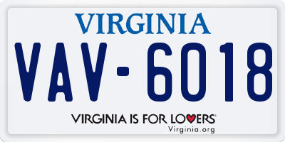 VA license plate VAV6018