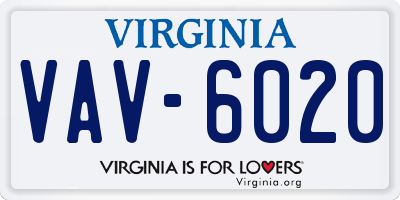 VA license plate VAV6020