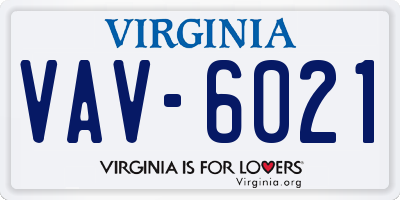 VA license plate VAV6021