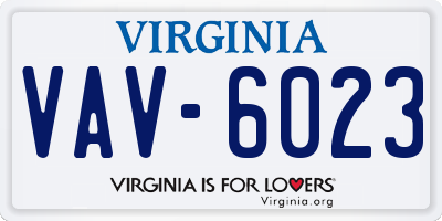 VA license plate VAV6023