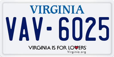 VA license plate VAV6025