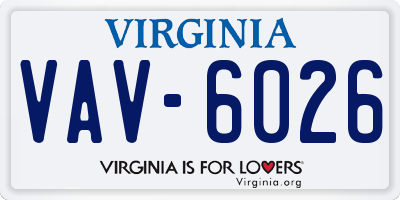 VA license plate VAV6026
