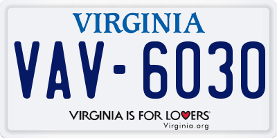 VA license plate VAV6030
