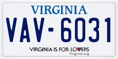 VA license plate VAV6031