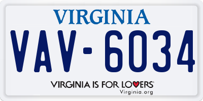 VA license plate VAV6034