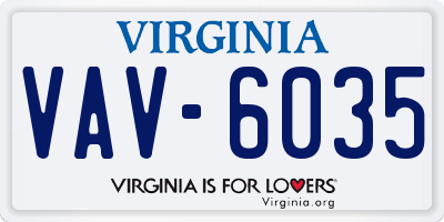 VA license plate VAV6035