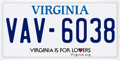 VA license plate VAV6038