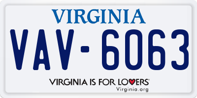 VA license plate VAV6063