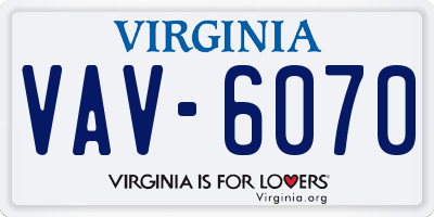 VA license plate VAV6070