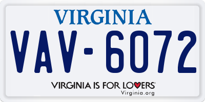 VA license plate VAV6072