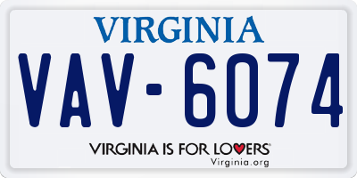 VA license plate VAV6074