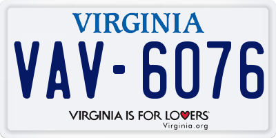 VA license plate VAV6076