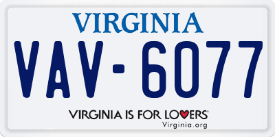 VA license plate VAV6077