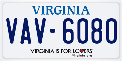 VA license plate VAV6080