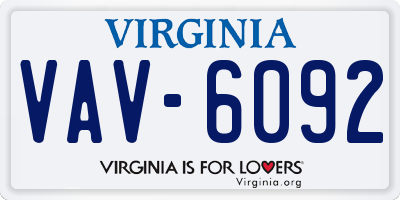 VA license plate VAV6092