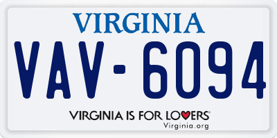 VA license plate VAV6094