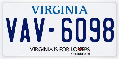 VA license plate VAV6098