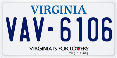 VA license plate VAV6106
