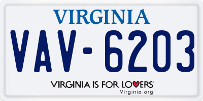 VA license plate VAV6203