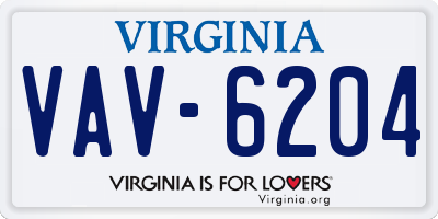 VA license plate VAV6204