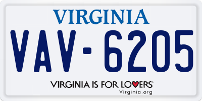 VA license plate VAV6205