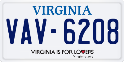 VA license plate VAV6208