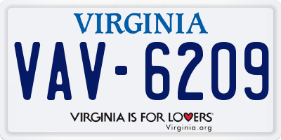 VA license plate VAV6209