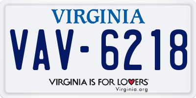 VA license plate VAV6218