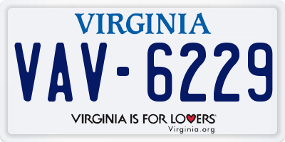 VA license plate VAV6229