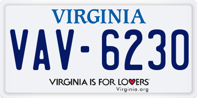 VA license plate VAV6230