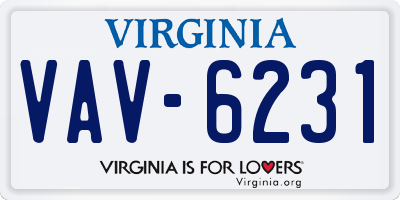 VA license plate VAV6231