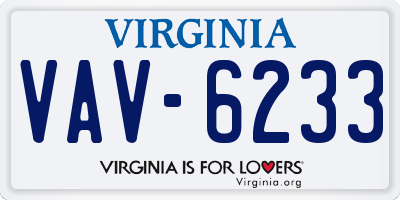 VA license plate VAV6233