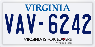 VA license plate VAV6242
