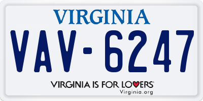 VA license plate VAV6247