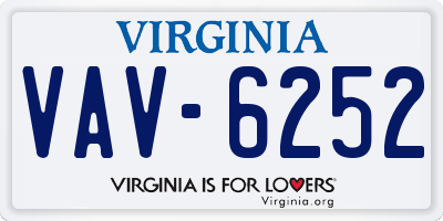 VA license plate VAV6252