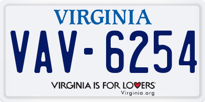 VA license plate VAV6254