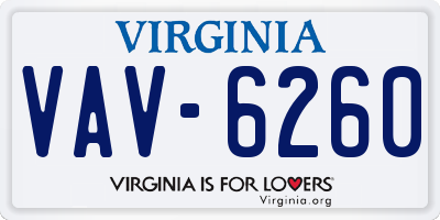 VA license plate VAV6260