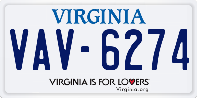 VA license plate VAV6274
