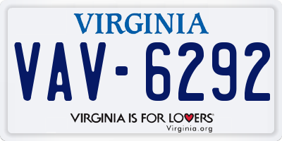 VA license plate VAV6292