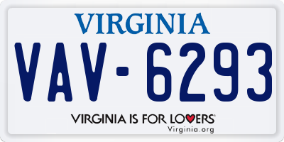 VA license plate VAV6293