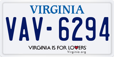 VA license plate VAV6294